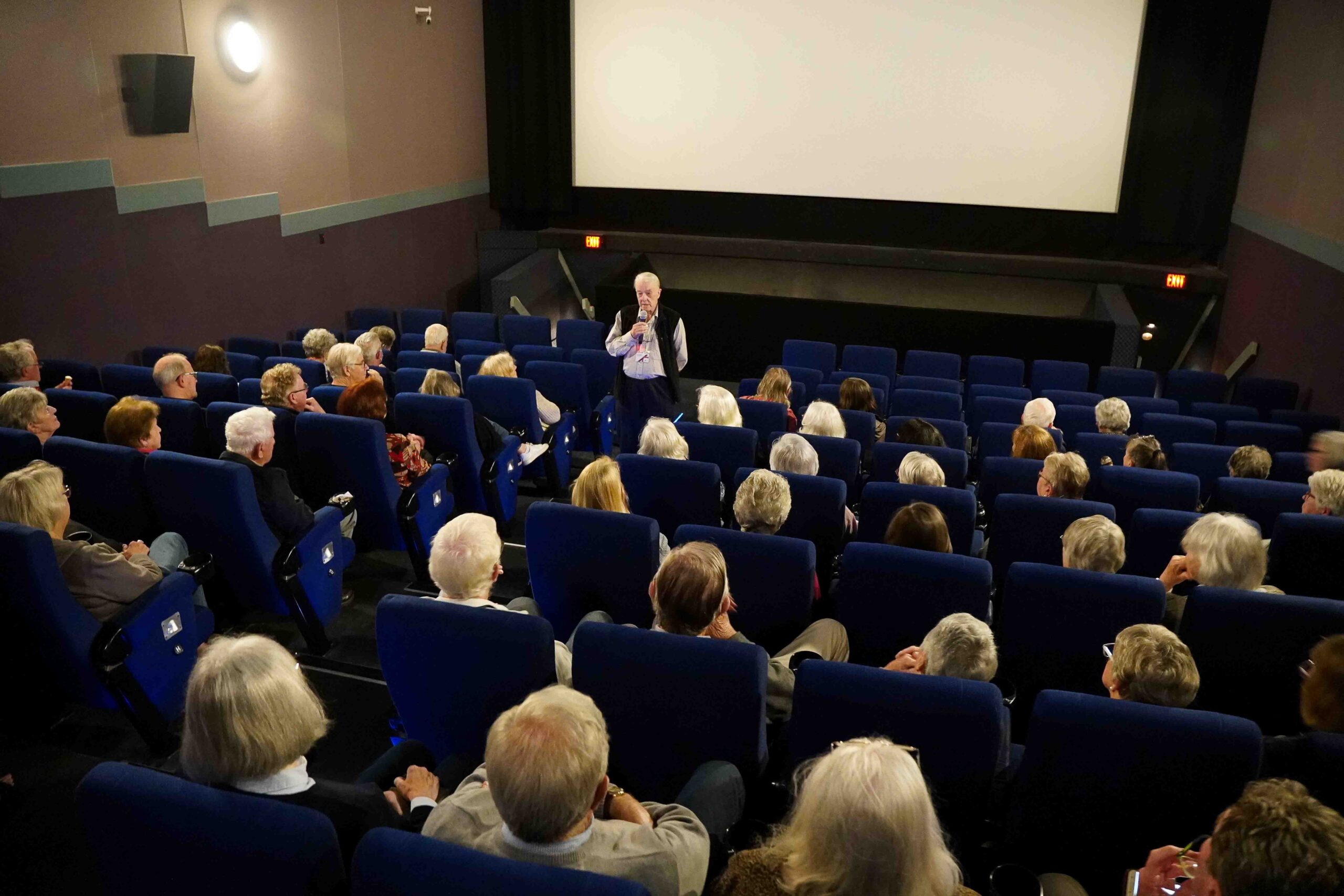 Members of Croydon Film Society inside Boronia cinema