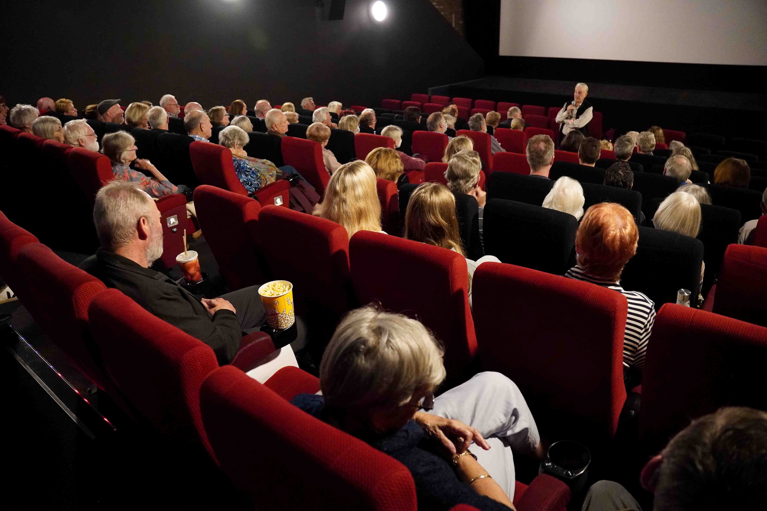 Members of Croydon Film Society inside Boronia cinema